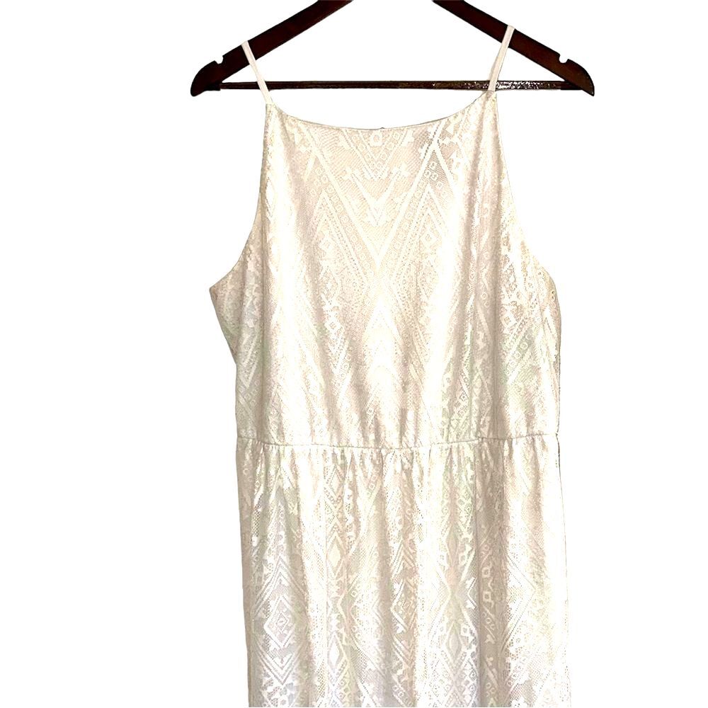 Rue 21 white spaghetti strap mini dress with long lace overlay women XL
